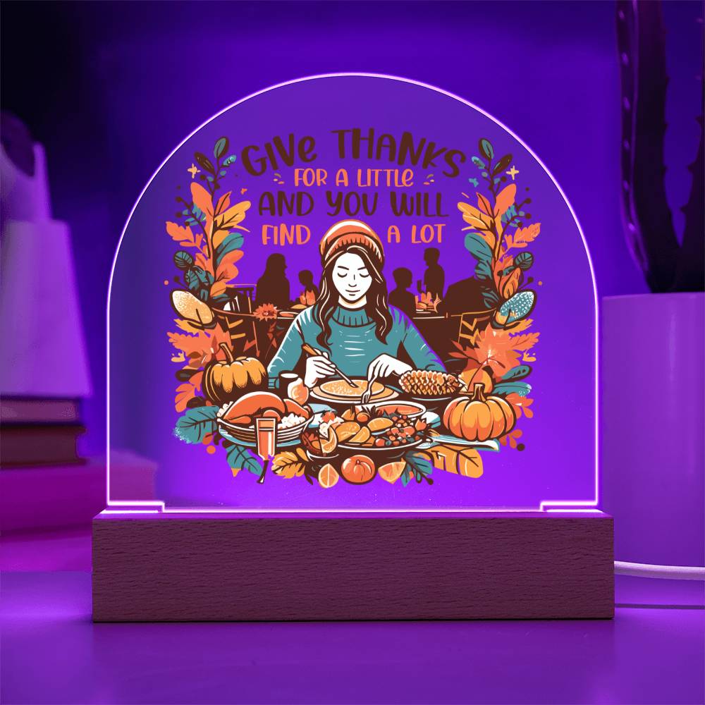 Thanksgiving Gratitude Acrylic Dome Plaque - Harvest Feast Theme