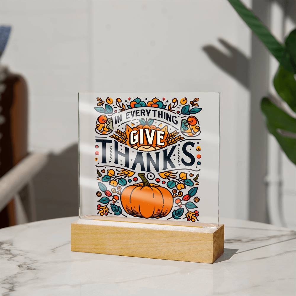 In Every Thing Give Thanks - Acrylic Square Plaque
