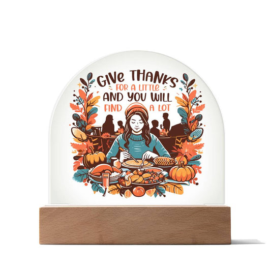 Thanksgiving Gratitude Acrylic Dome Plaque - Harvest Feast Theme