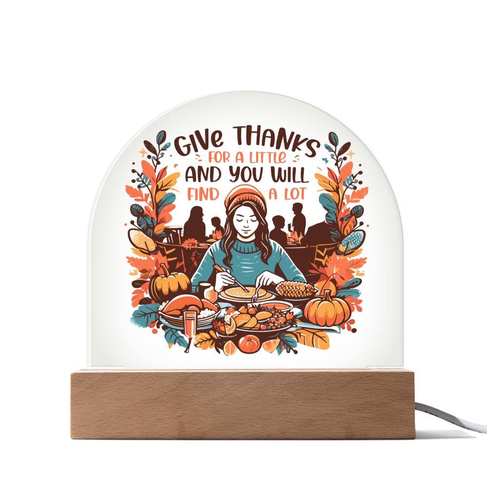 Thanksgiving Gratitude Acrylic Dome Plaque - Harvest Feast Theme