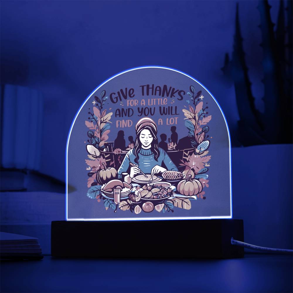 Thanksgiving Gratitude Acrylic Dome Plaque - Harvest Feast Theme
